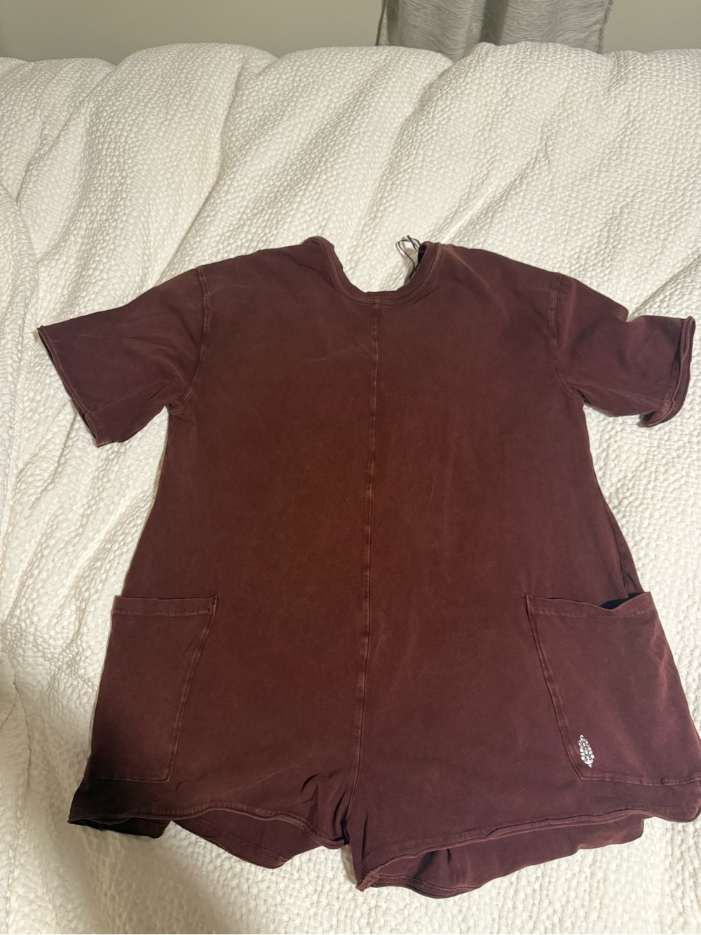 Free People Short Sleeve Pocket Romper - Burgundy